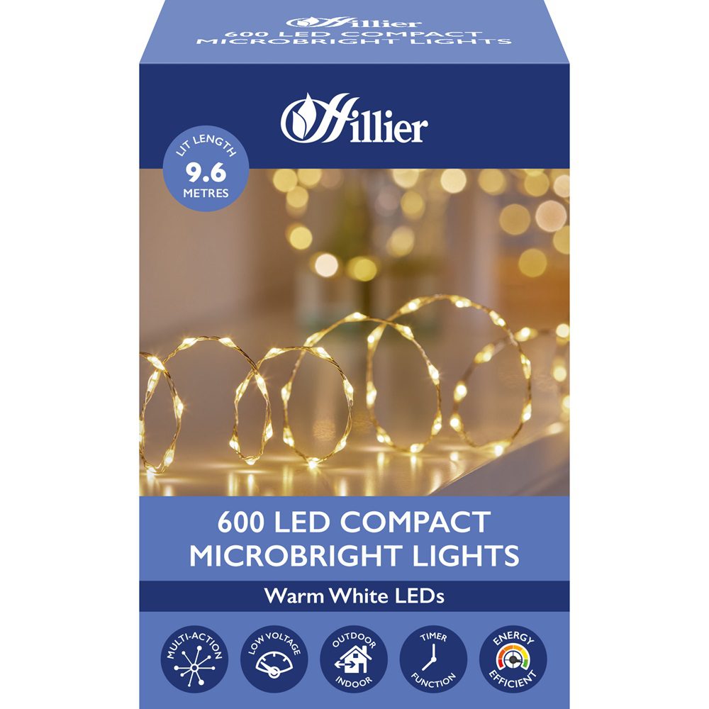 Microbrights 600 LED Compact Warm White Christmas Lights 9.6m 5052998057929